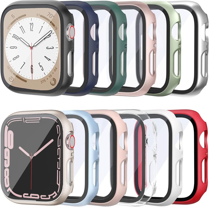 HASDON [12 Pack Case Compatible with Apple Watch 40mm SE 3 SE 2 Series 6 5 4 SE with Tempered Glass Screen Protector, Hard PC Bumper Overall Shockproof Protective Cover for iWatch 40mm Accessories - Image 1